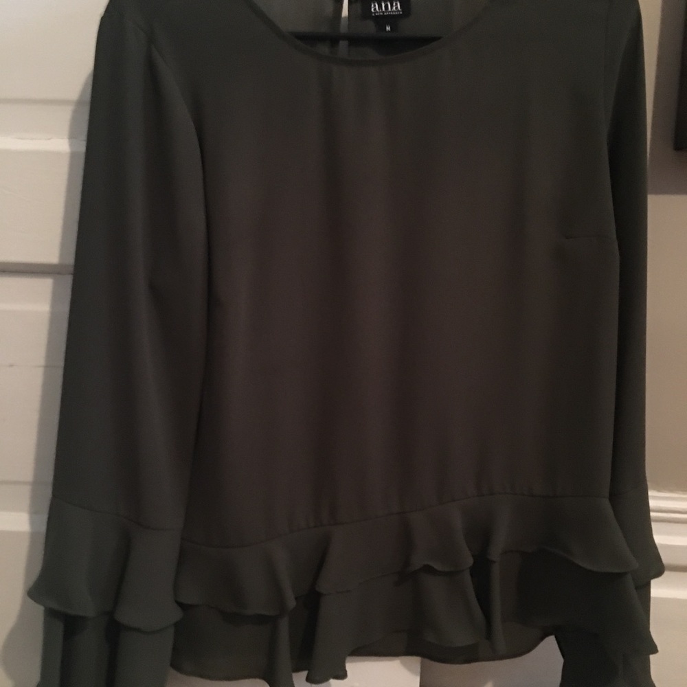 a.n.a. Olive green long sleeve blouse size M